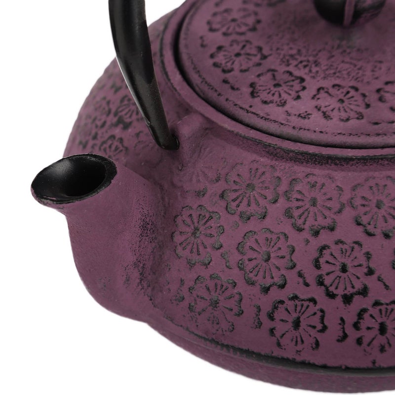 A Ting 30 oz Cast Iron Teapot Enamel Lining W/Metal Infuser Tea Kettle, Purple - Image 5